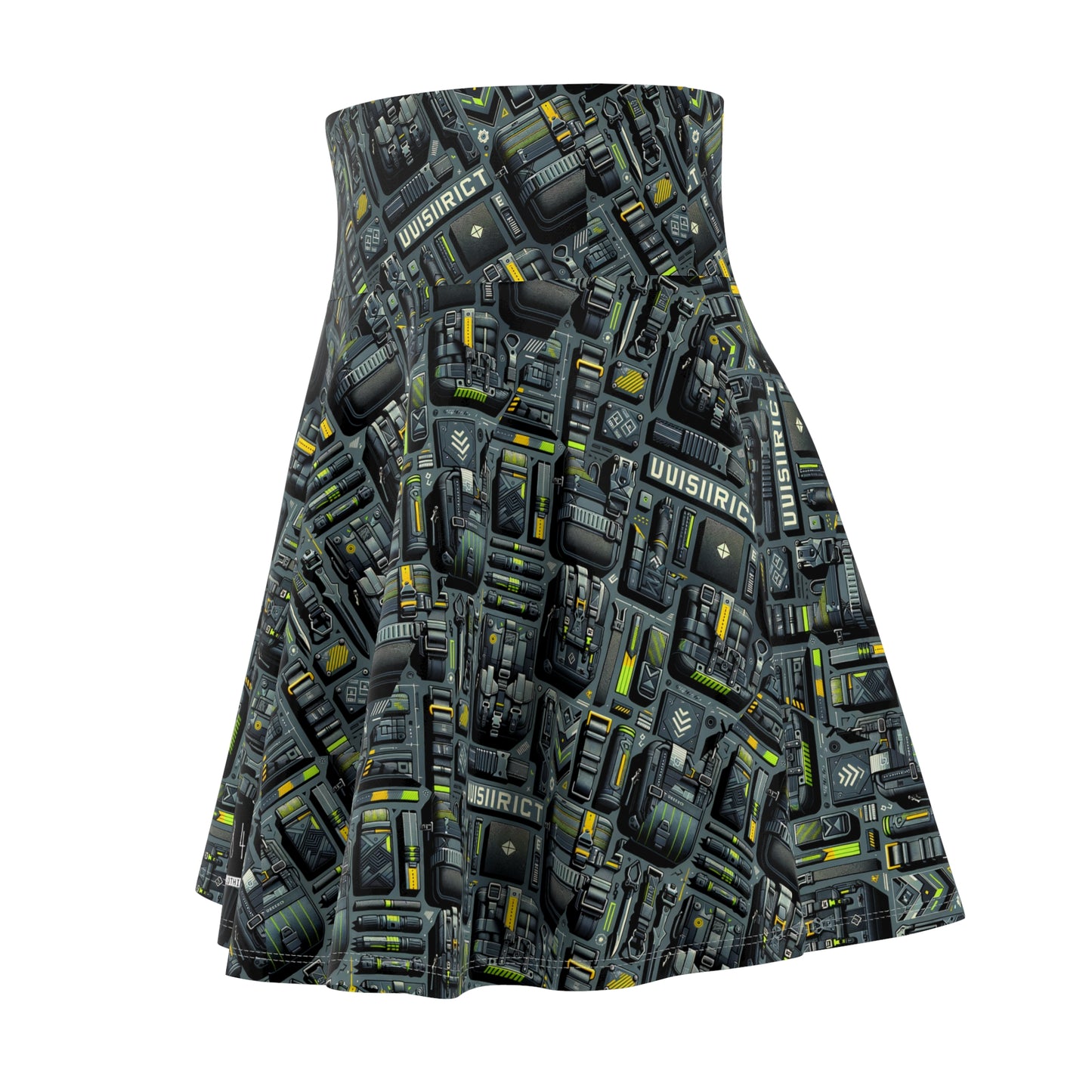 Tech Utility Streetwear Futuristic Tech-Forward Women's Skater Skirt - 8404 Design-47