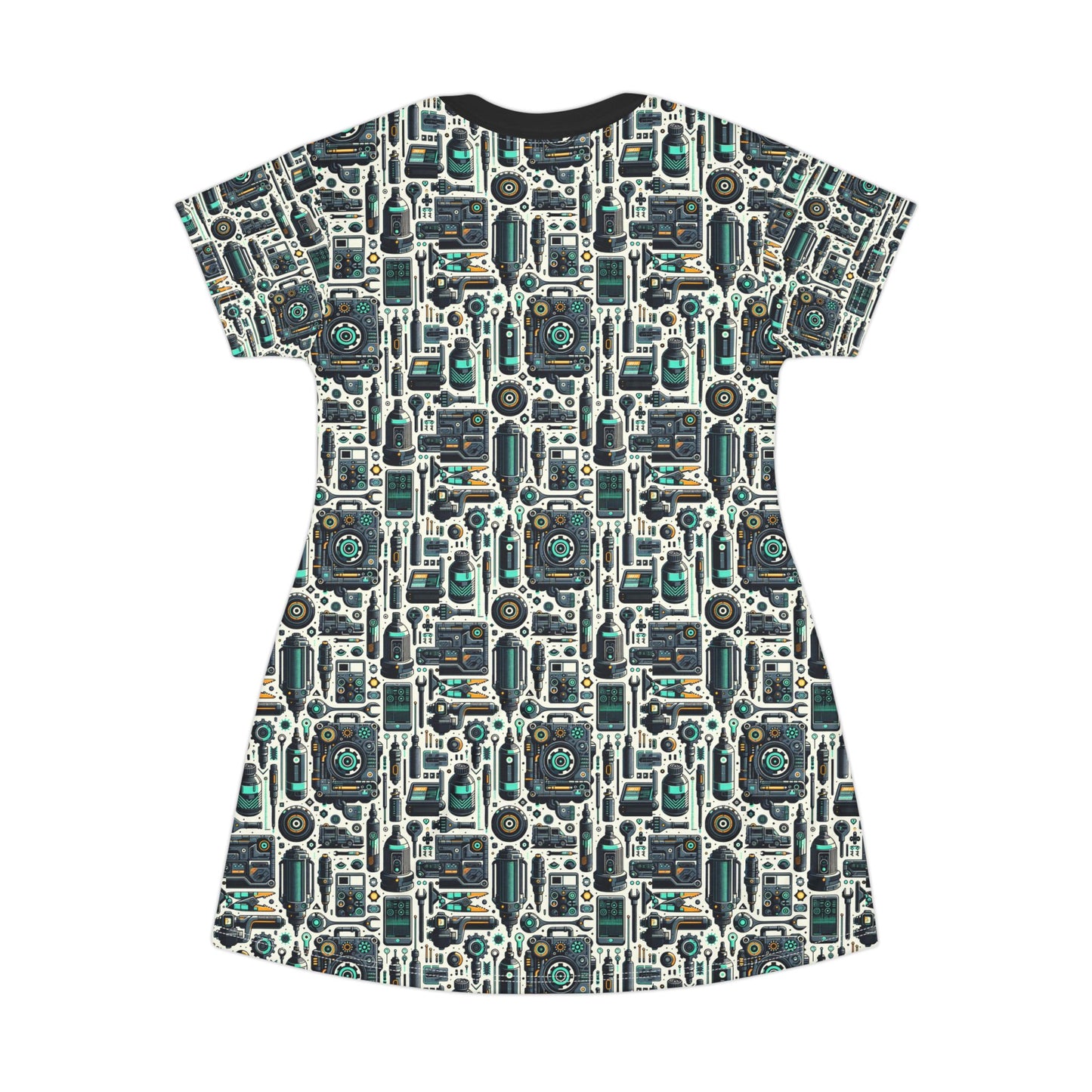 Tech Utility Fusion Modern Tech Streetwear T-Shirt Dress - 8404 Design-53