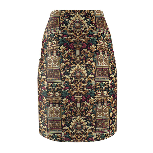 Digital Renaissance Modern Baroque Fusion Women's Pencil Skirt - 8404 Design-57