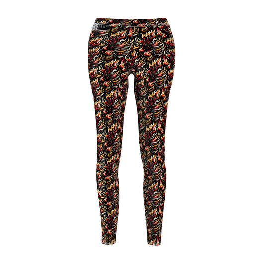 Fire & Flames Bold Streetwear Statement Women's Cut & Sew Casual Leggings - 8404 Design-60