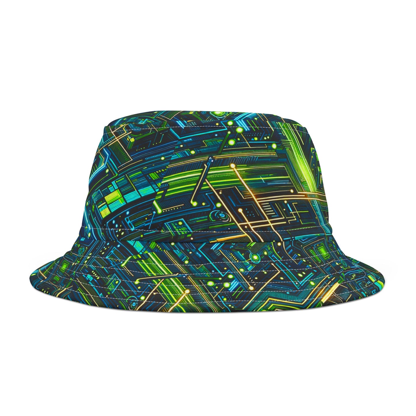 Tech-Infused Neon Tech-Forward Streetwear Bucket Hat - 8404 Design-54