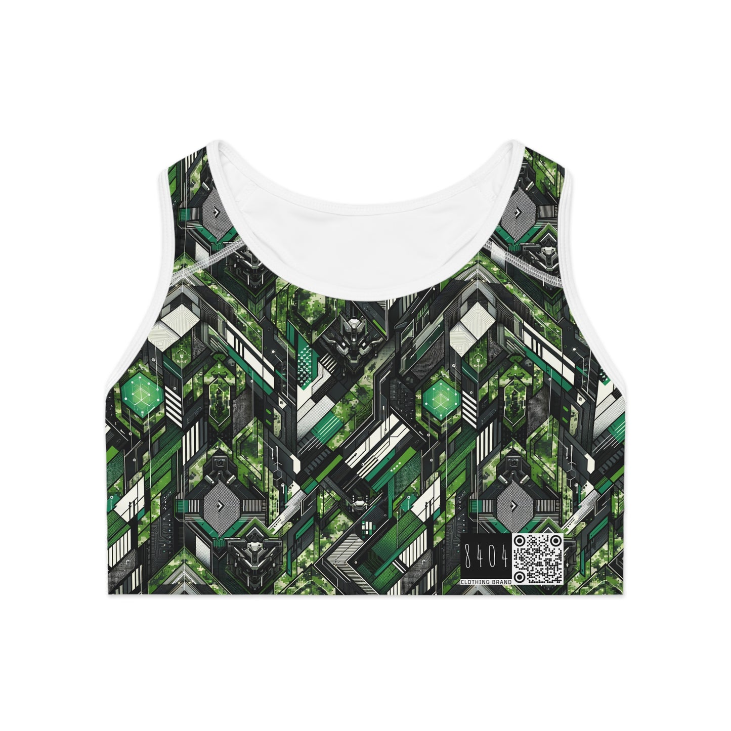Tech Camo Fusion Tech-Forward Streetwear With a Futuristic Edge Sports Bra - 8404 Design-58