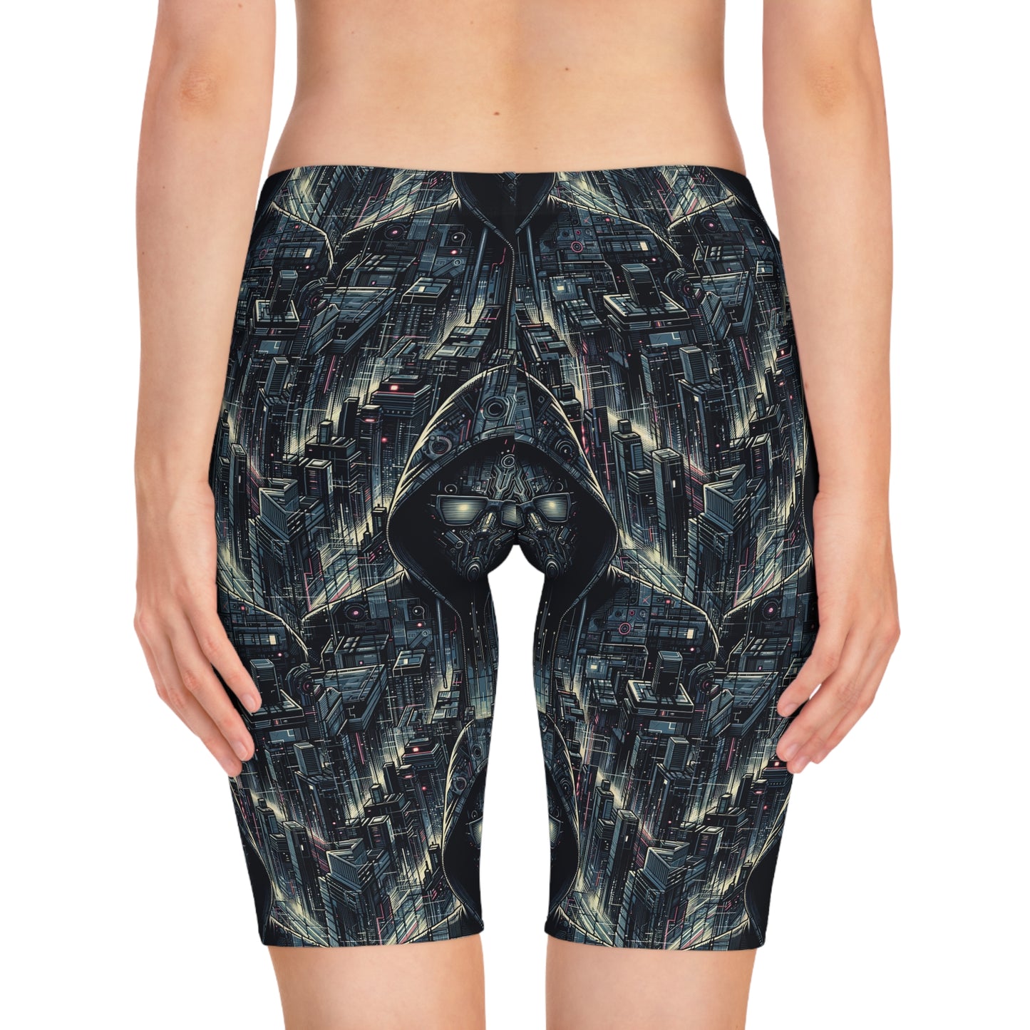Tech Noir Aesthetics Sleek Tech Streetwear Women's Bike Shorts - 8404 Design-56