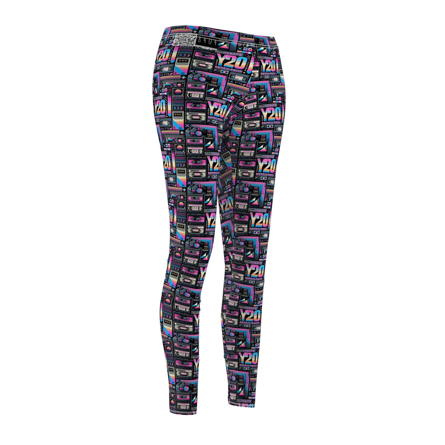 Digital Nostalgia Tech-Inspired Retro Fusion Women's Cut & Sew Casual Leggings - 8404 Design-65