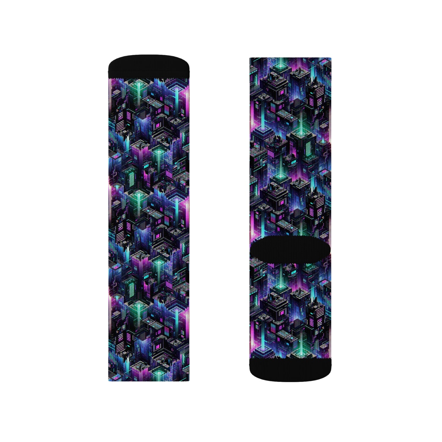 Tech Noir Graphics Futuristic Tech Aesthetics Sublimation Socks - 8404 Design-55