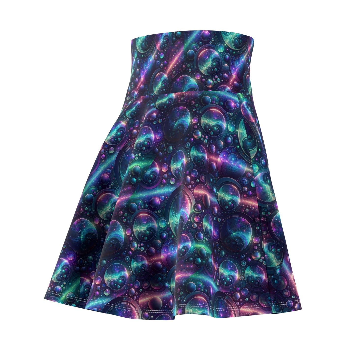 Iridescent Tech Fusion Tech-Forward Streetwear Women's Skater Skirt - 8404 Design-51
