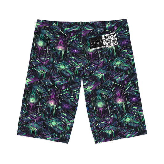 Tech Noir Aesthetics Tech-Forward Urban Dystopia Women's Bike Shorts - 8404 Design-43