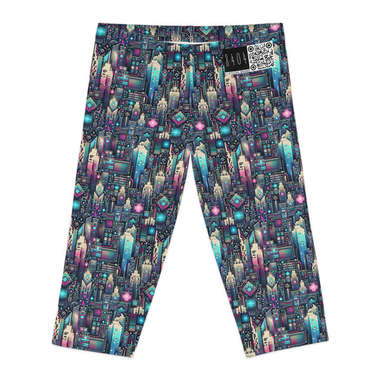Digital Renaissance Tech-Forward Maximalism Women's Capri Leggings - 8404 Design-56