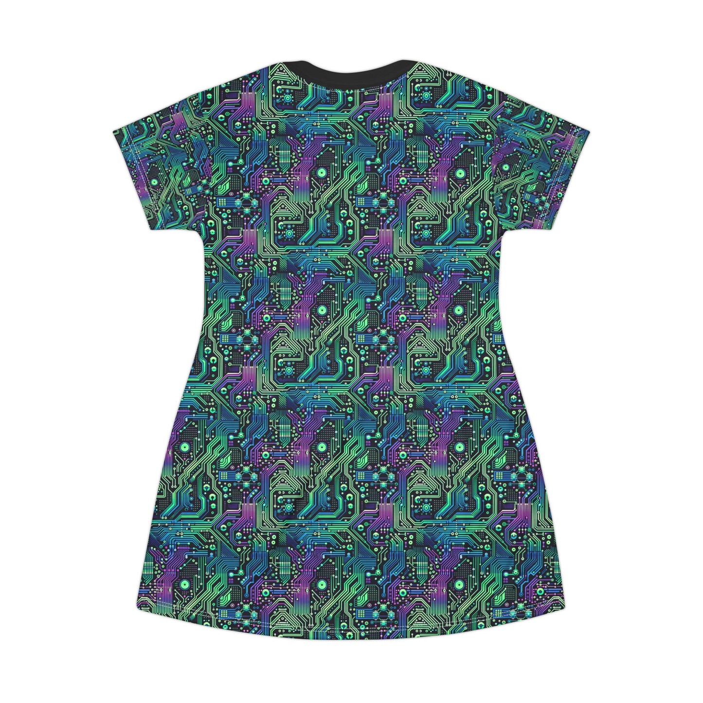 Tech-Infused Neon Tech-Forward Streetwear T-Shirt Dress - 8404 Design-66