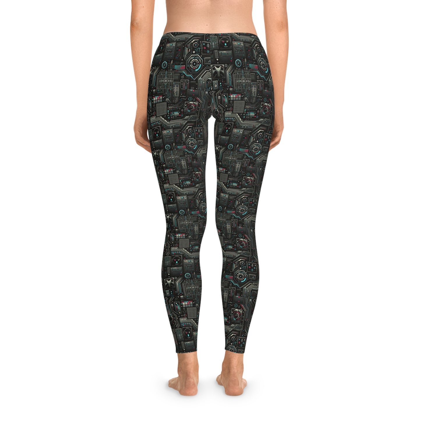 Tech Noir Aesthetics Sleek Tech Streetwear Stretch Leggings - 8404 Design-52