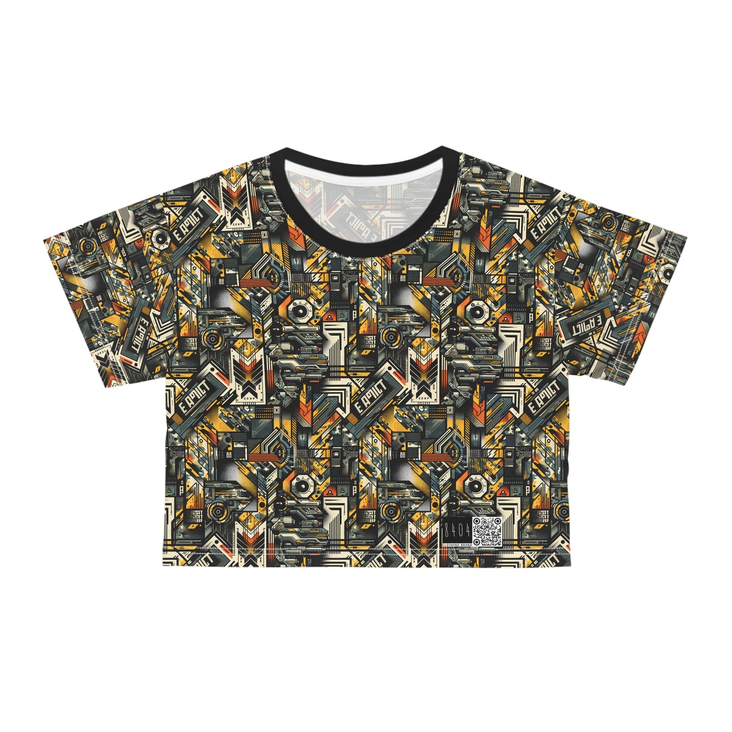 Digital Punk Futuristic Grunge Crop Tee - 8404 Design-49