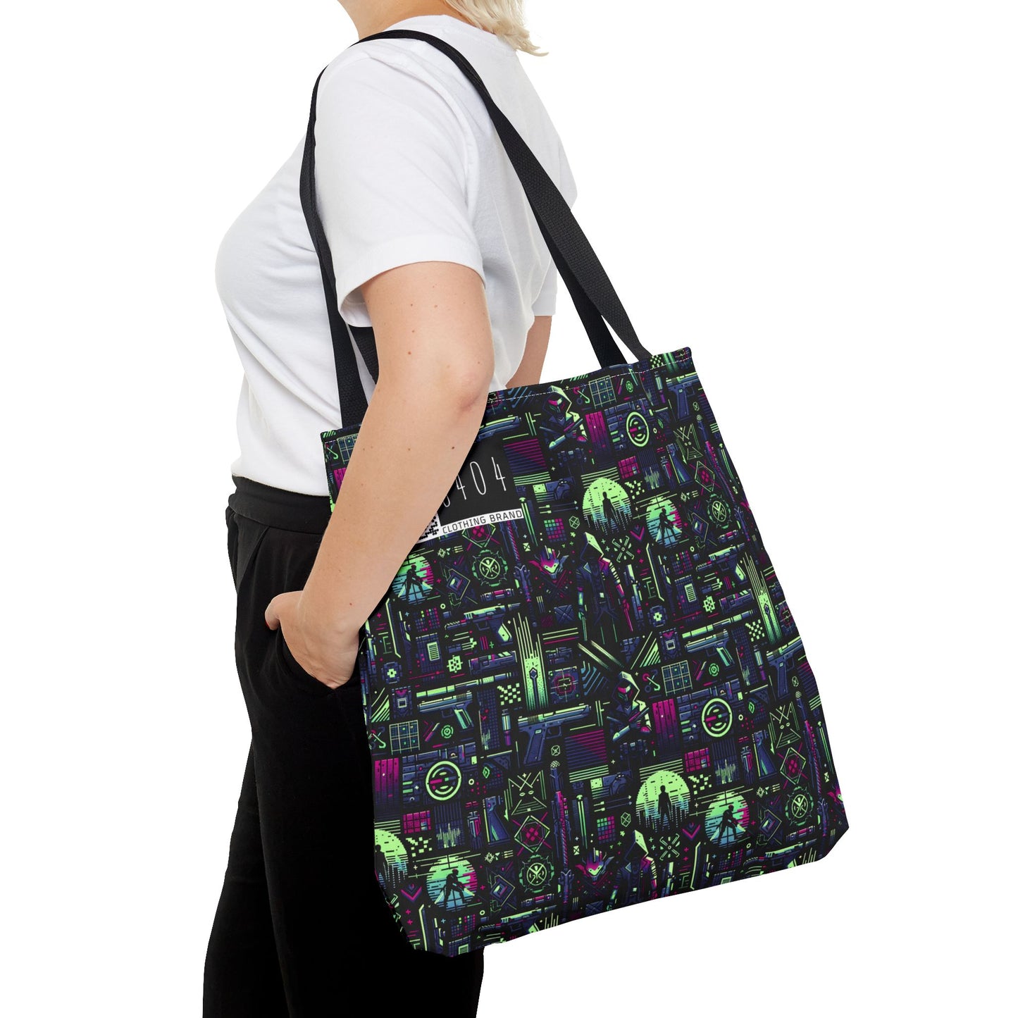Tech Noir Futuristic Cyberpunk Tote Bag - 8404 Design-63