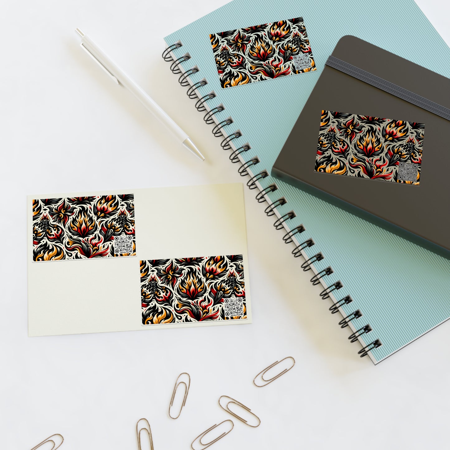 Fire & Flames Bold Streetwear Statement Sticker Sheets - 8404 Design-57