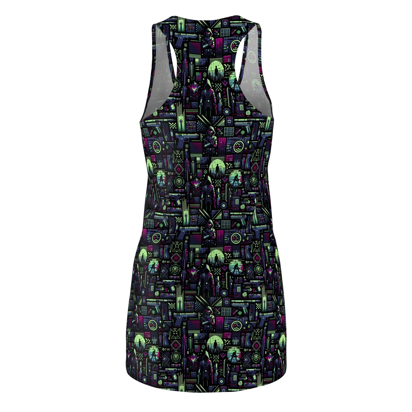 Tech Noir Futuristic Cyberpunk Women's Cut & Sew Racerback Dress - 8404 Design-63