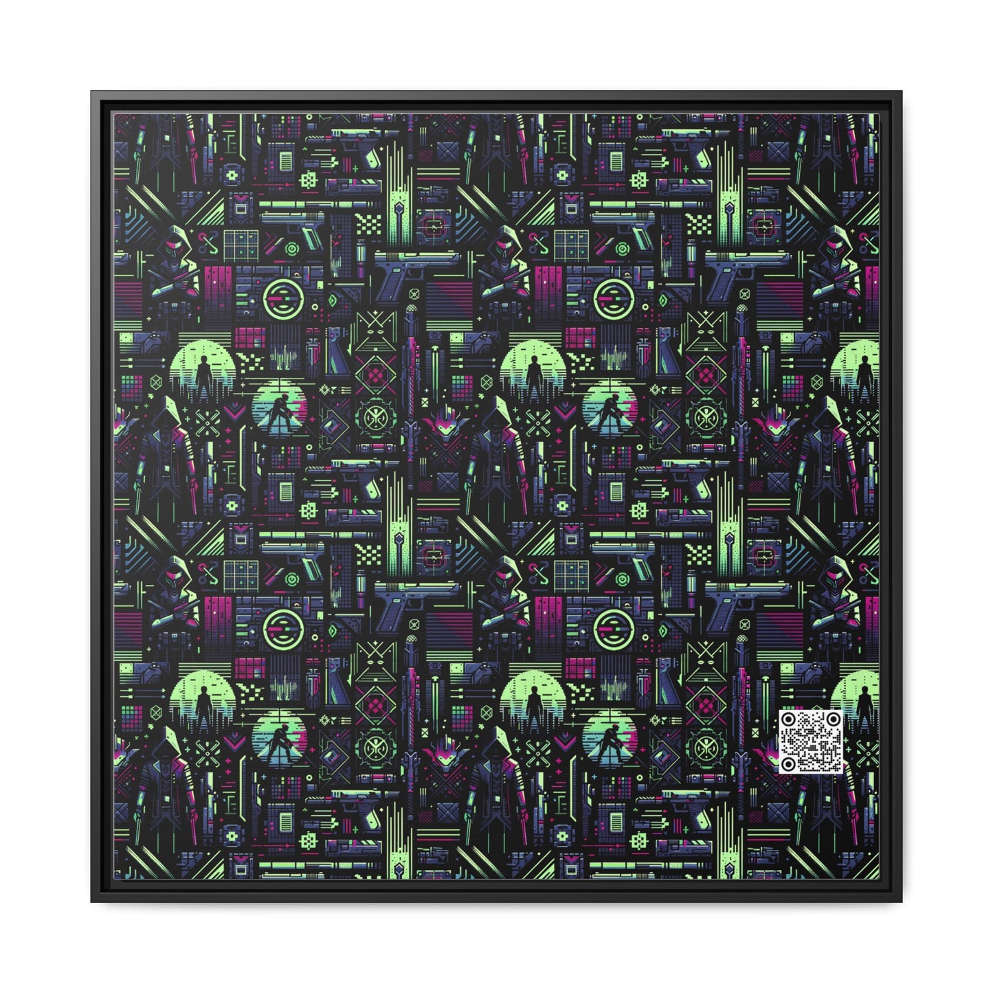 Tech Noir Futuristic Cyberpunk Matte Canvas, Framed (multi-Color) - 8404 Design-63 A