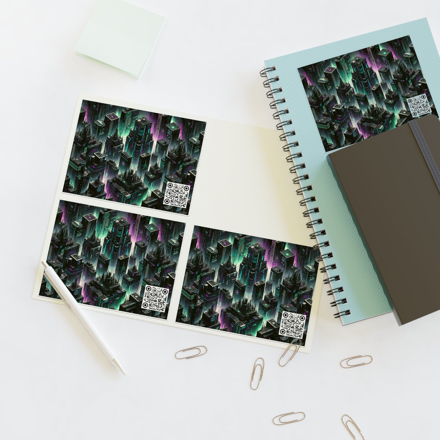 Tech Noir Aesthetics Tech-Forward Urban Dystopia Sticker Sheets - 8404 Design-44
