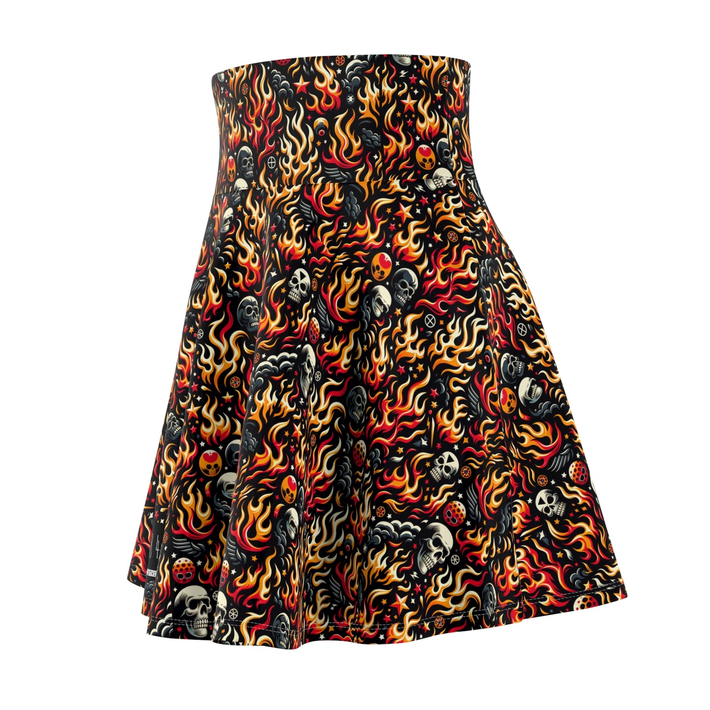 Flame Graphics Maximalist Streetwear Women's Skater Skirt - 8404 Design-76