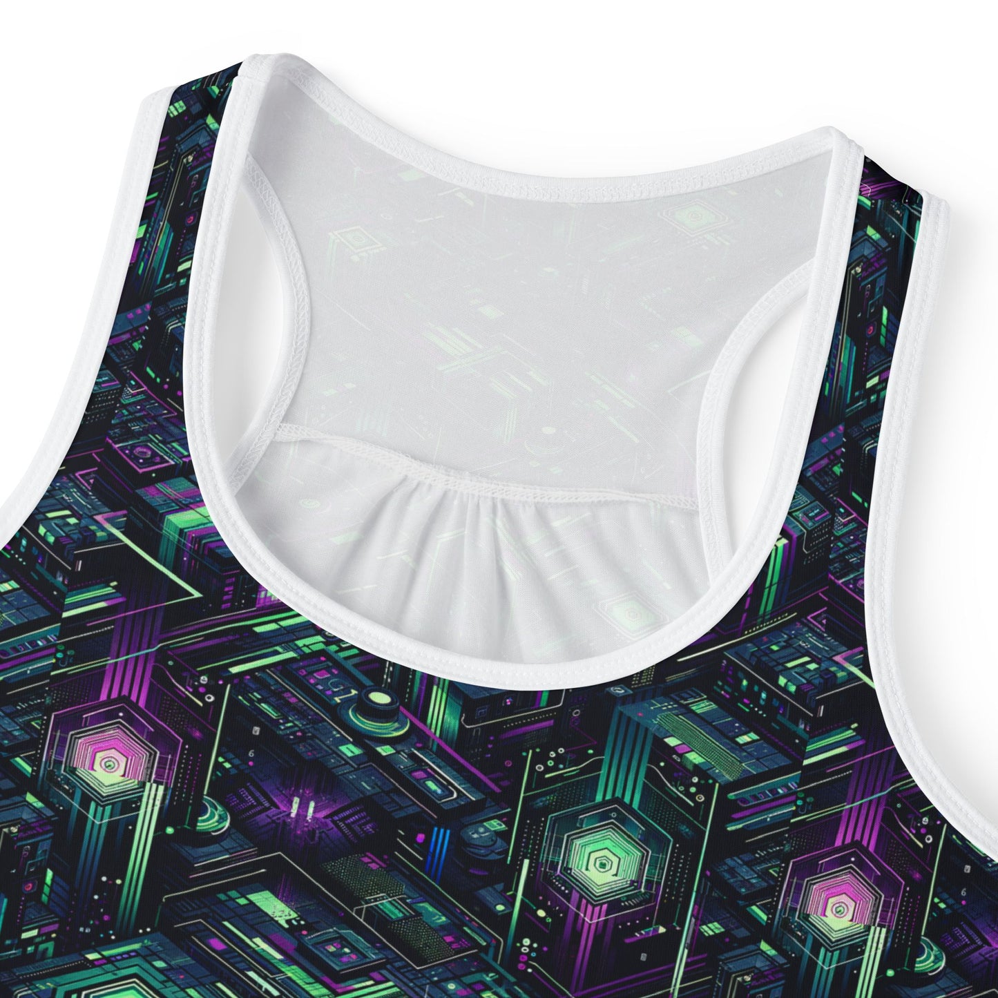 Tech Noir Aesthetics Tech-Forward Urban Dystopia Women's Tank Top - 8404 Design-43