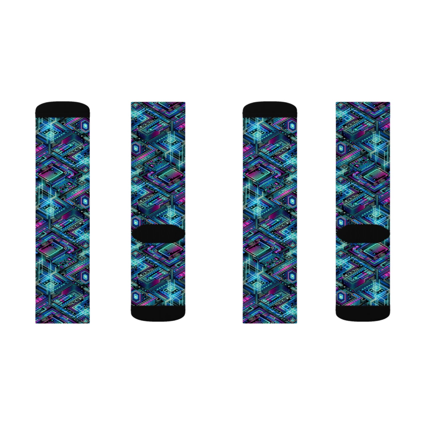 Digital Dreamland Futuristic Tech Aesthetic Sublimation Socks - 8404 Design-42