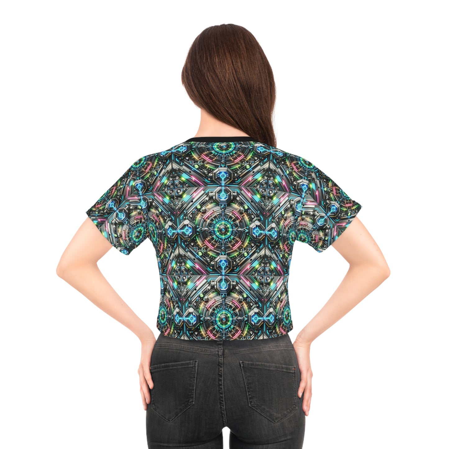 Tech-Infused Futurism Futuristic Tech Crop Tee - 8404 Design-53
