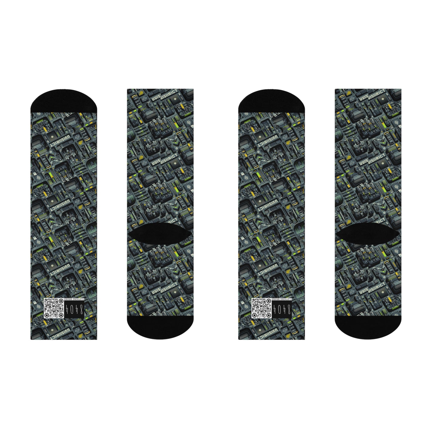 Tech Utility Streetwear Futuristic Tech-Forward Cushioned Crew Socks - 8404 Design-47