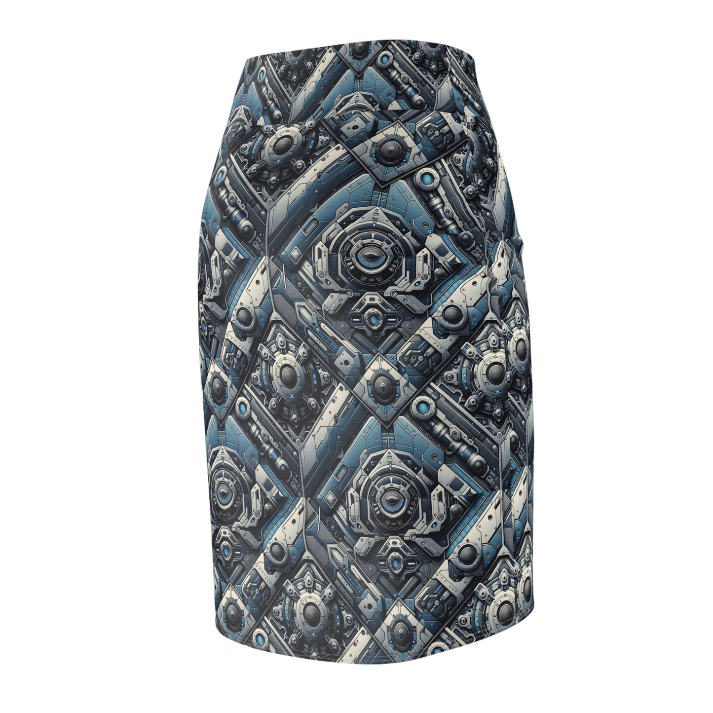 Tech Utility Fusion Tech-Forward Utility With a Futuristic Edge Women's Pencil Skirt - 8404 Design-43