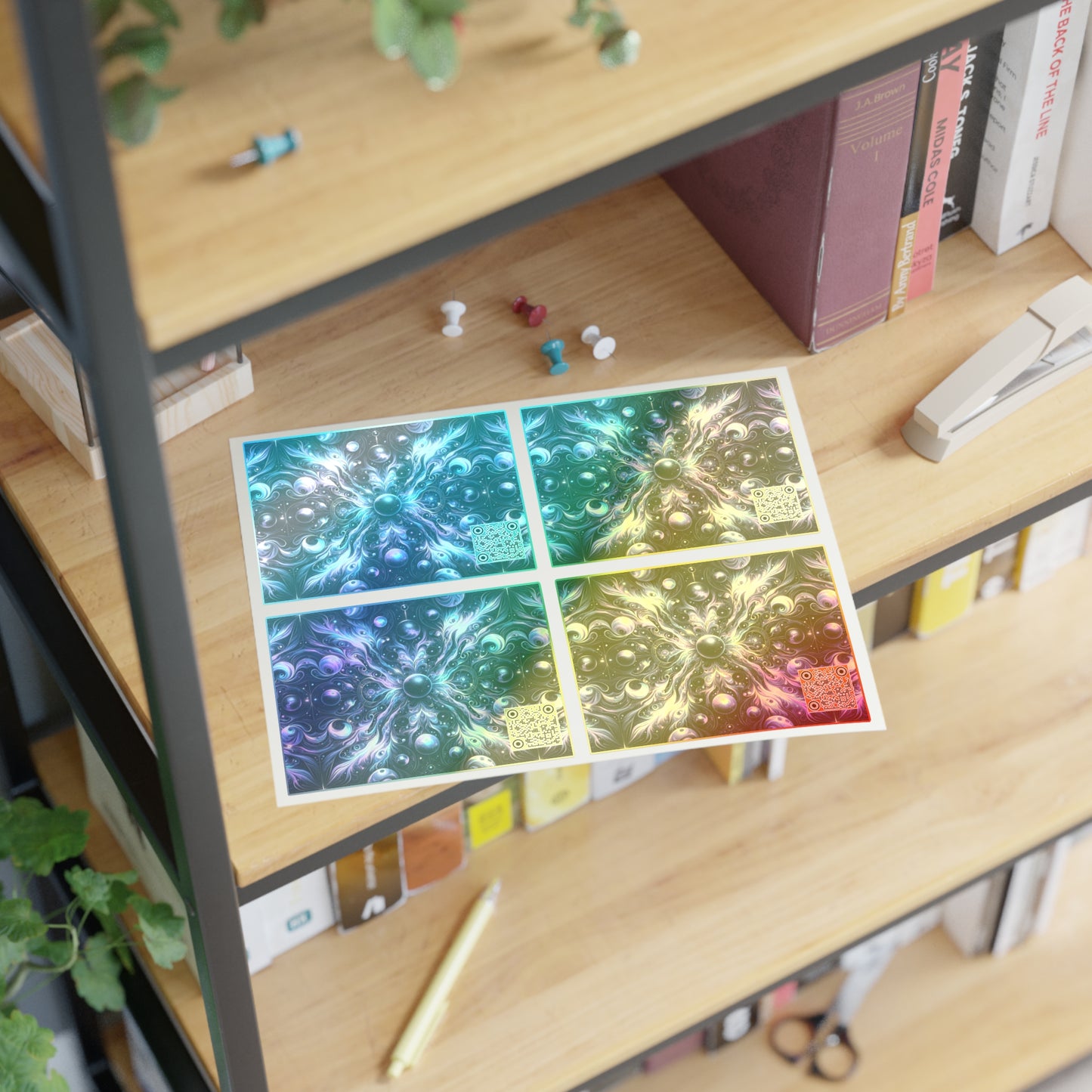 Galactic Hues Tech-Forward Cosmic Fusion Sticker Sheets - 8404 Design-41