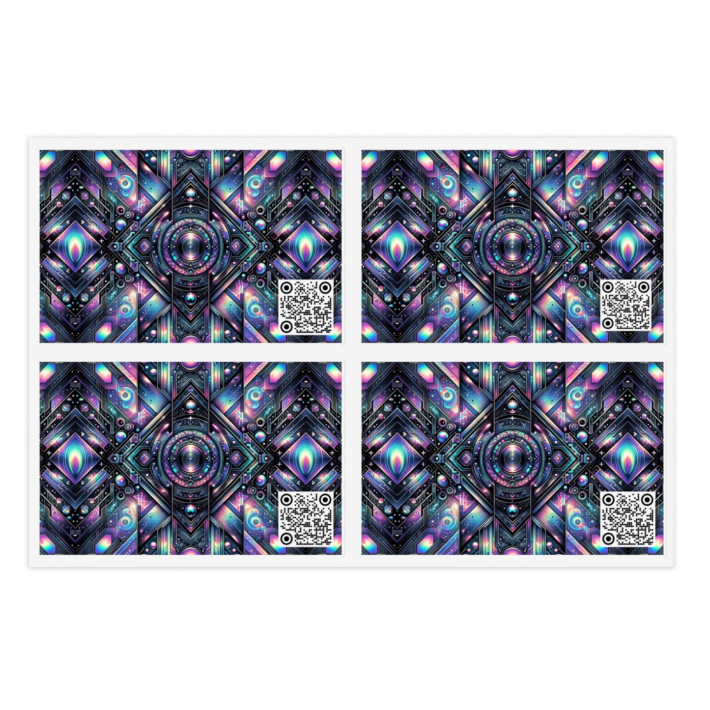 Galactic Hues Tech-Forward Cosmic Fusion Sticker Sheets - 8404 Design-58