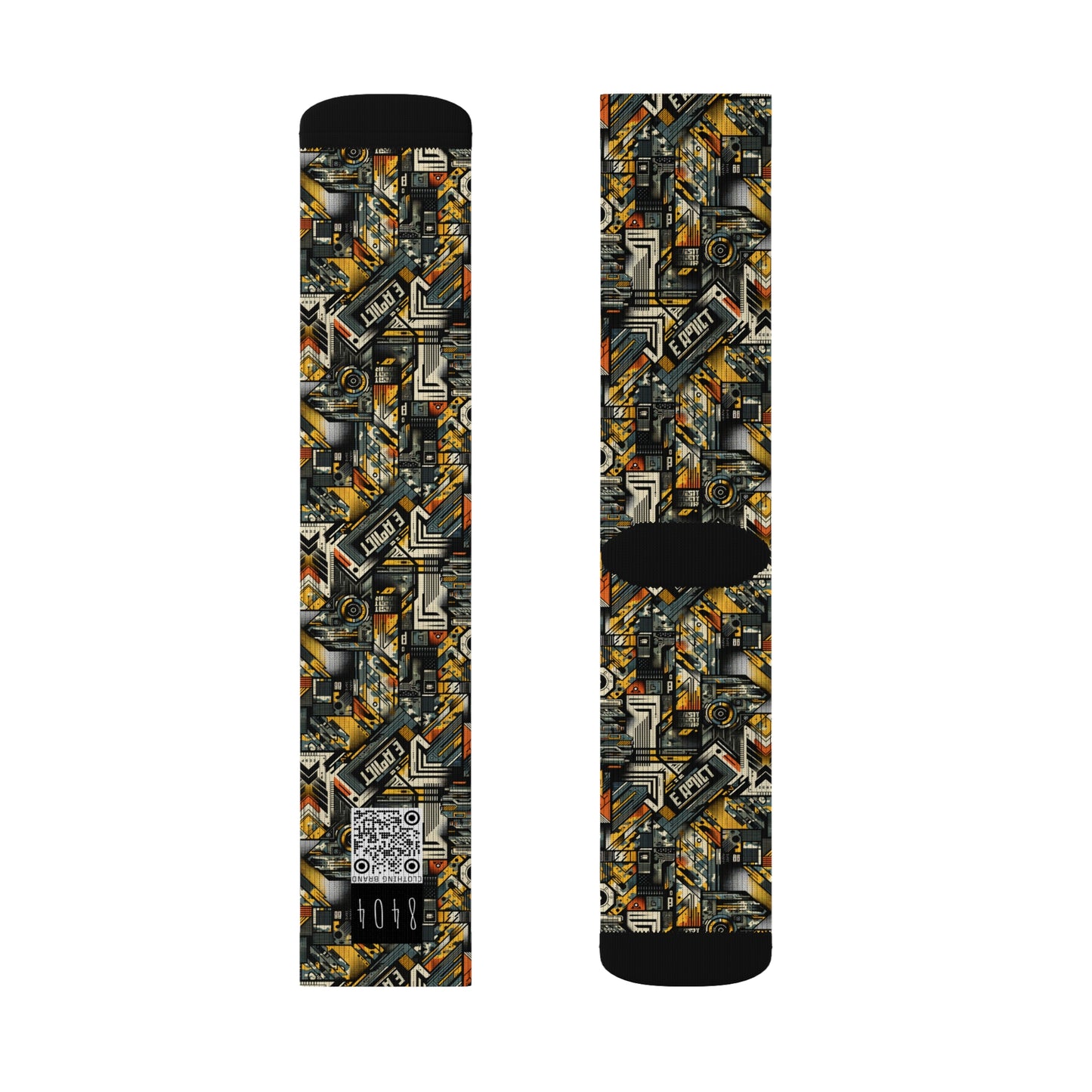 Digital Punk Futuristic Grunge Sublimation Socks - 8404 Design-49