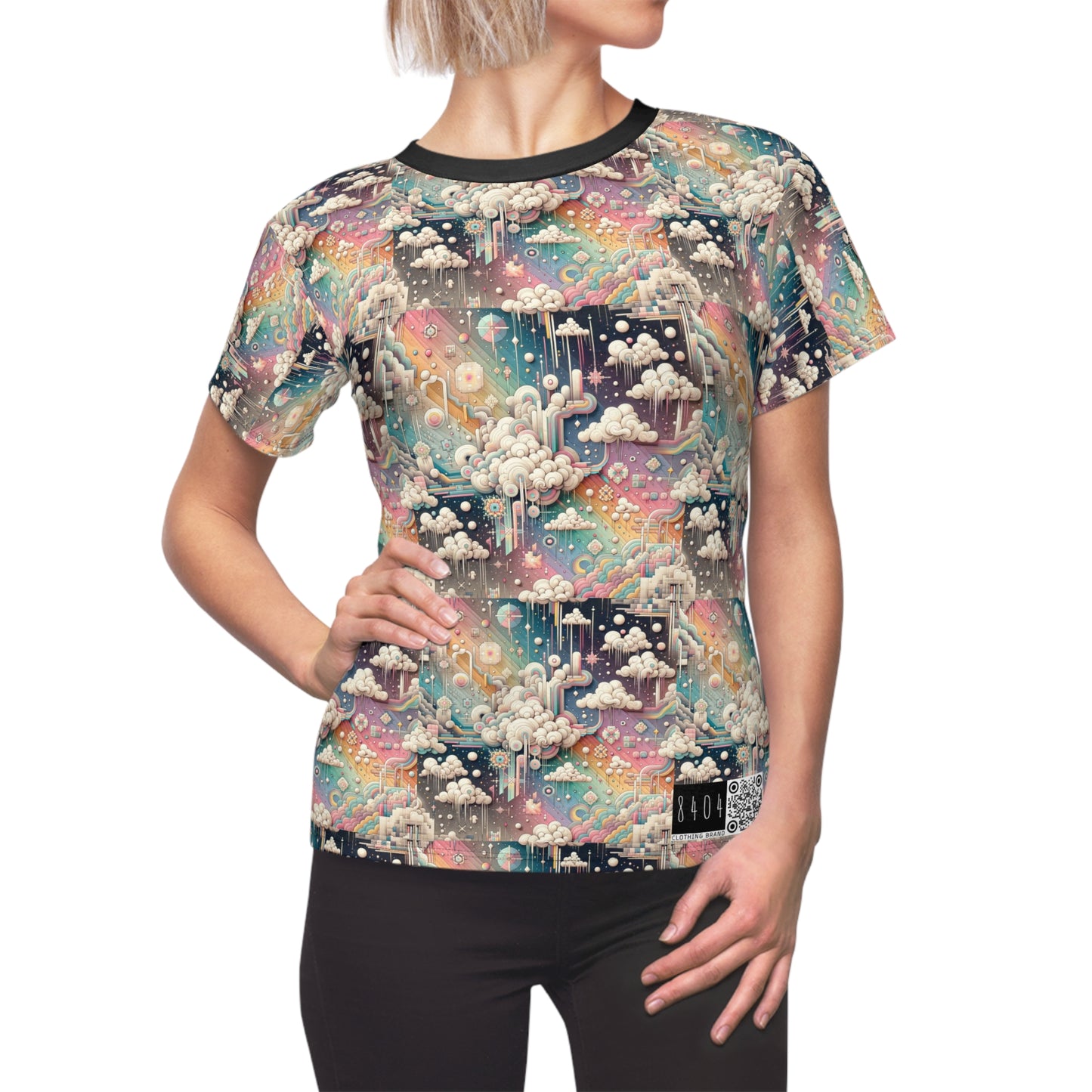 Digital Dreamland Whimsical and Nostalgic Streetwear With a Digital Twist Women's Cut & Sew Tee - 8404 Design-52