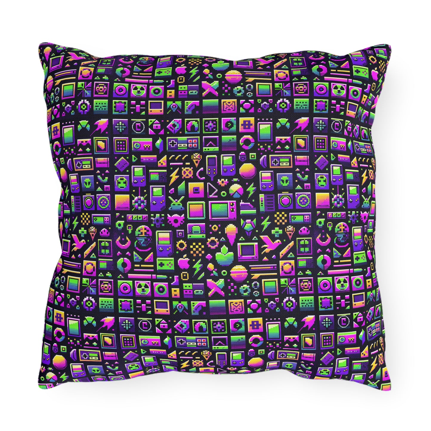 Digital Nostalgia Remix Modern Vintage Fusion Outdoor Pillow - 8404 Design-49