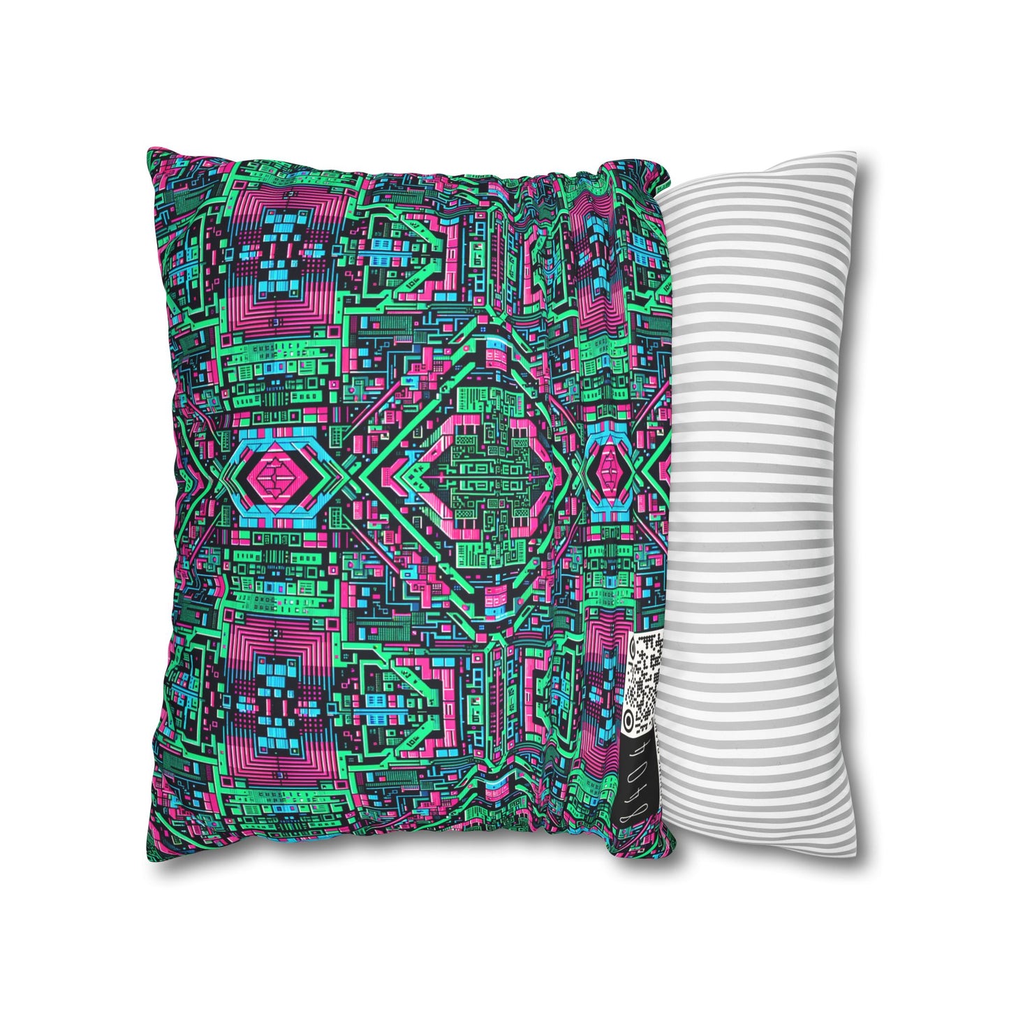 Digital Glitch Vibes Tech-Inspired Streetwear Faux Suede Square Pillowcase - 8404 Design-71
