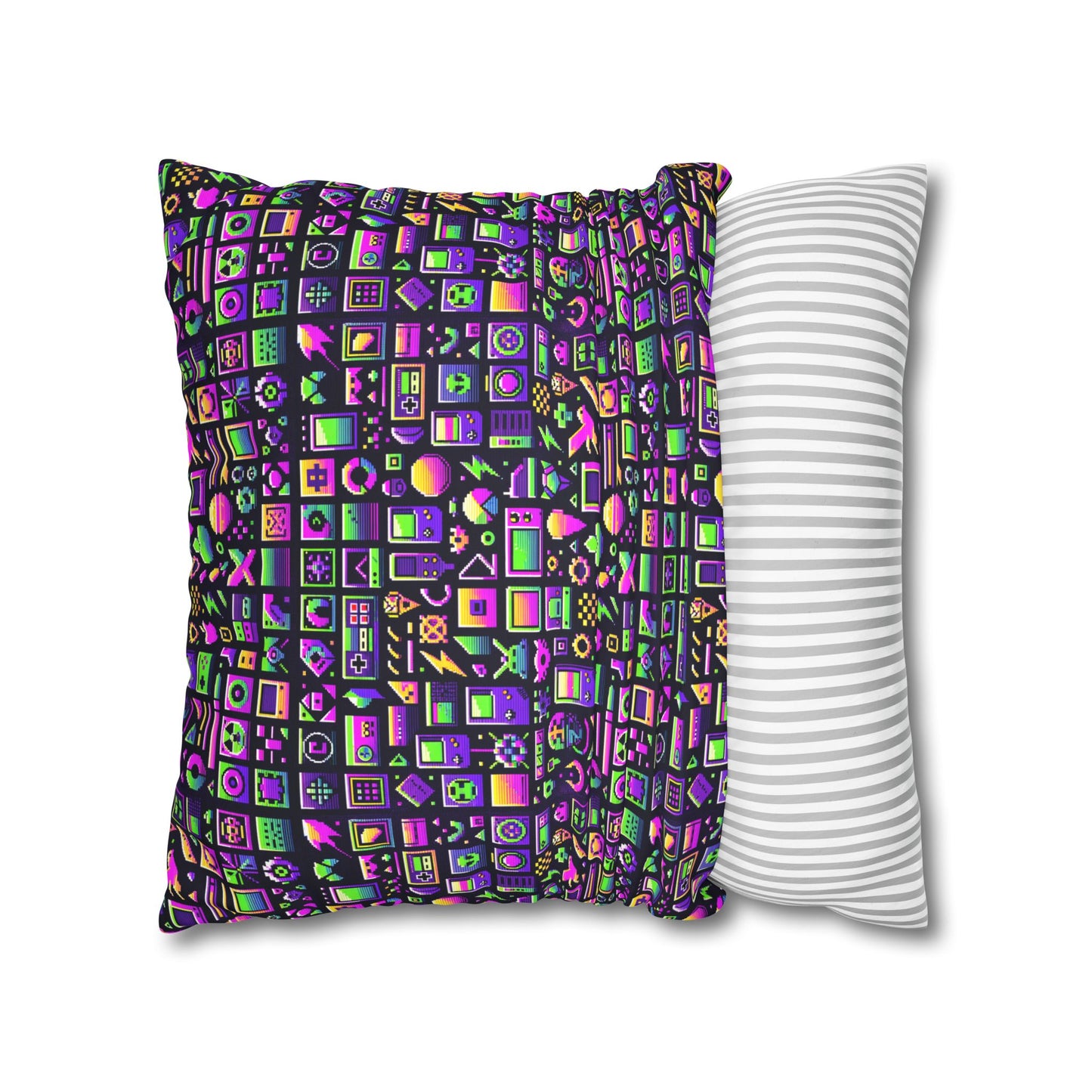 Digital Nostalgia Remix Modern Vintage Fusion Faux Suede Square Pillowcase - 8404 Design-49