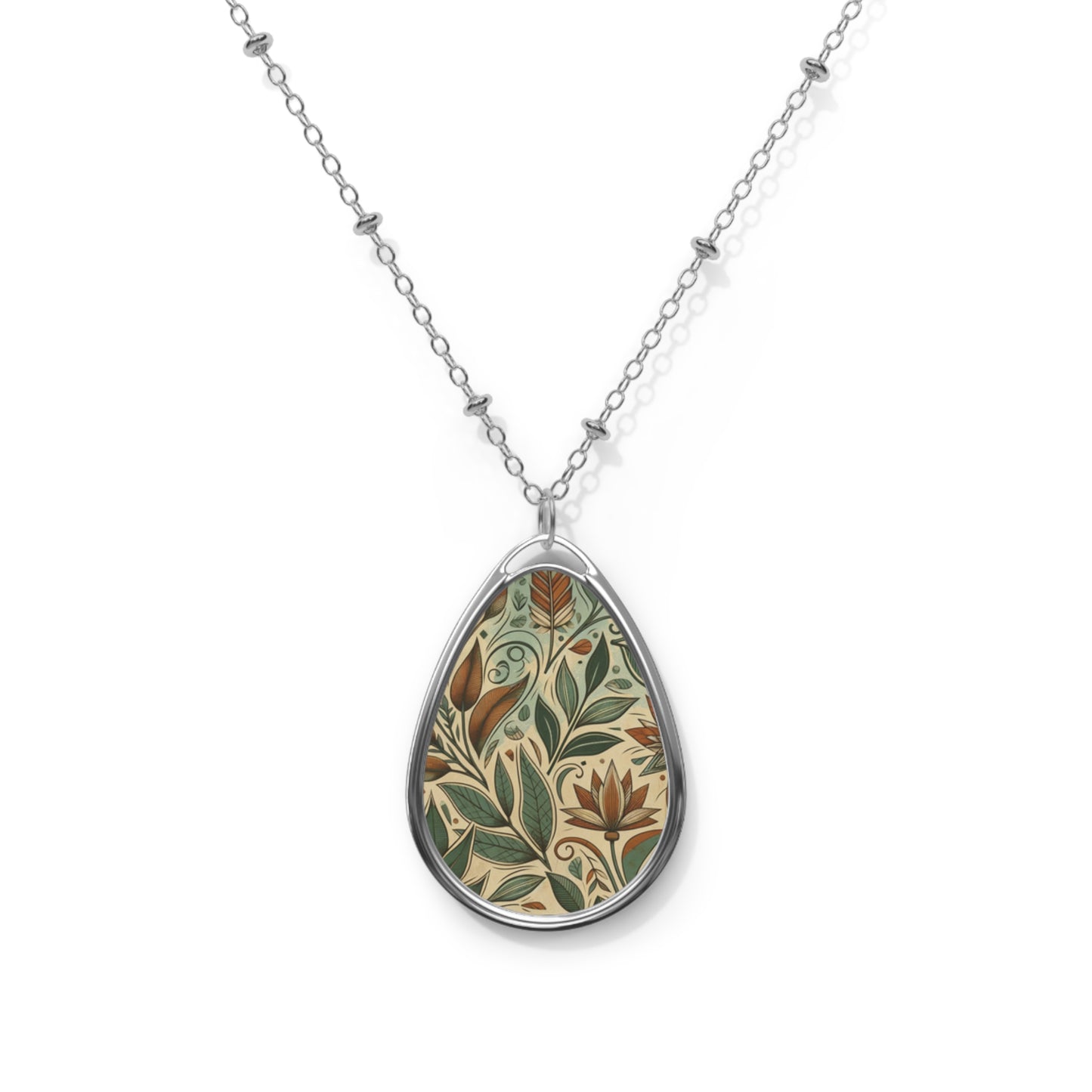 Sustainable Street Art Urban Eco-Warrior Oval Necklace - 8404 Design-63