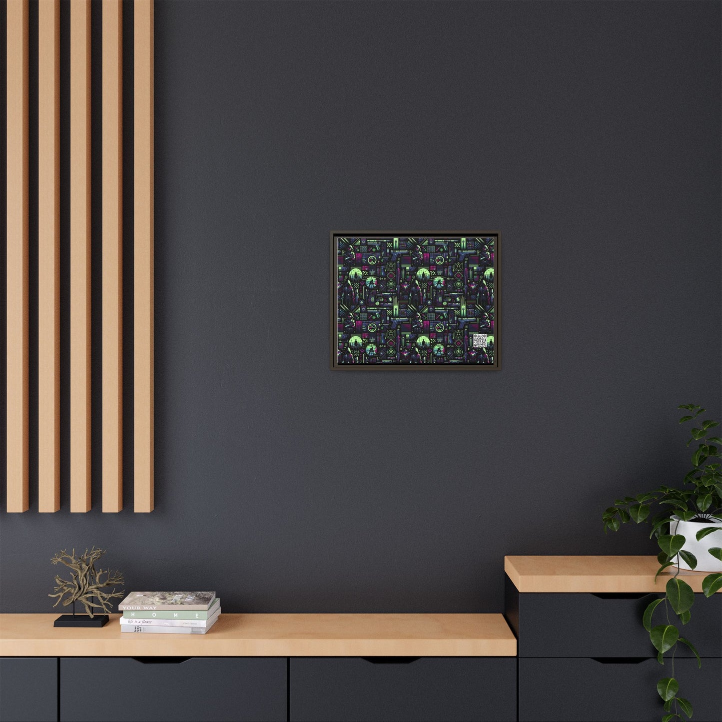 Tech Noir Futuristic Cyberpunk Matte Canvas, Framed (multi-Color) - 8404 Design-63 A