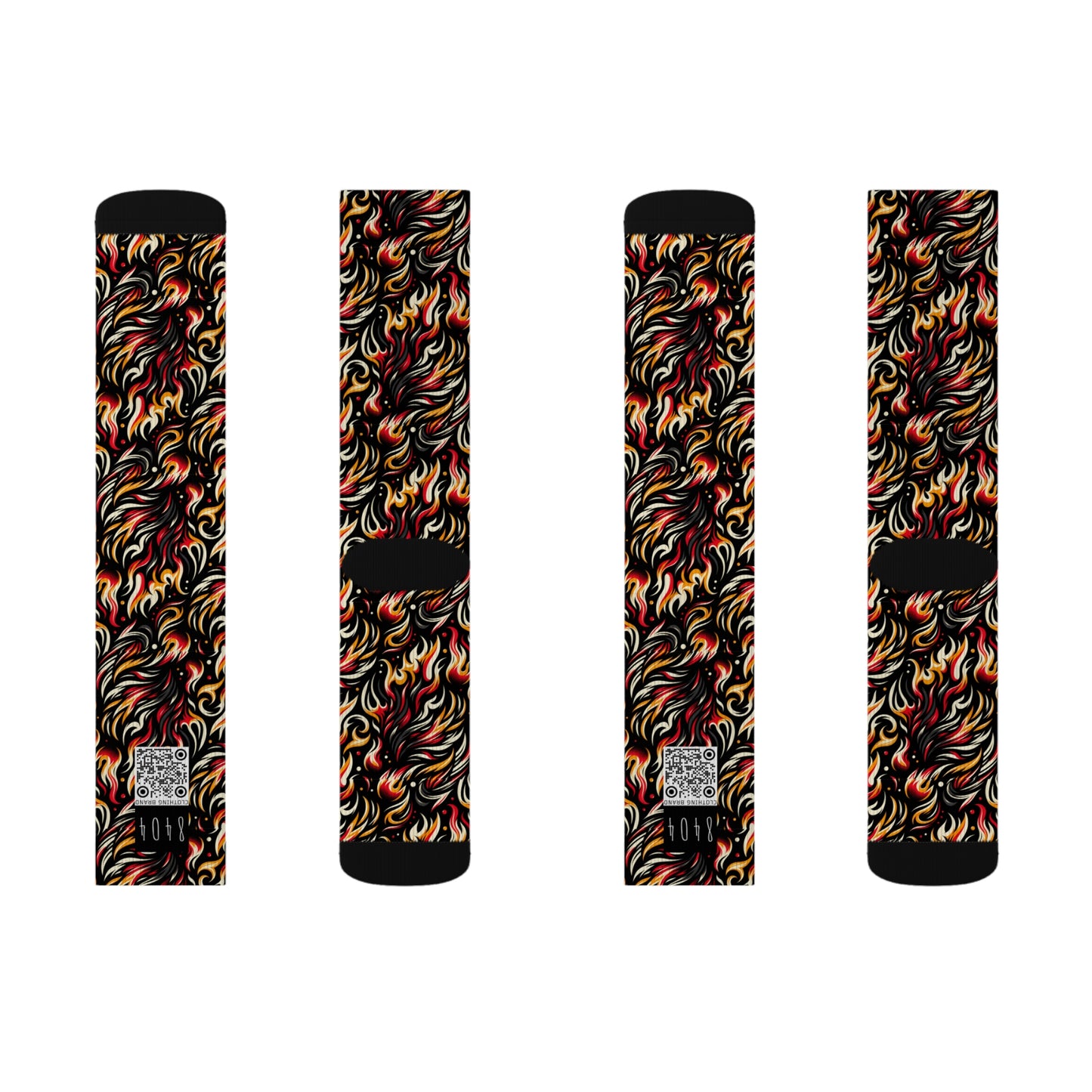Fire & Flames Bold Streetwear Statement Sublimation Socks - 8404 Design-60