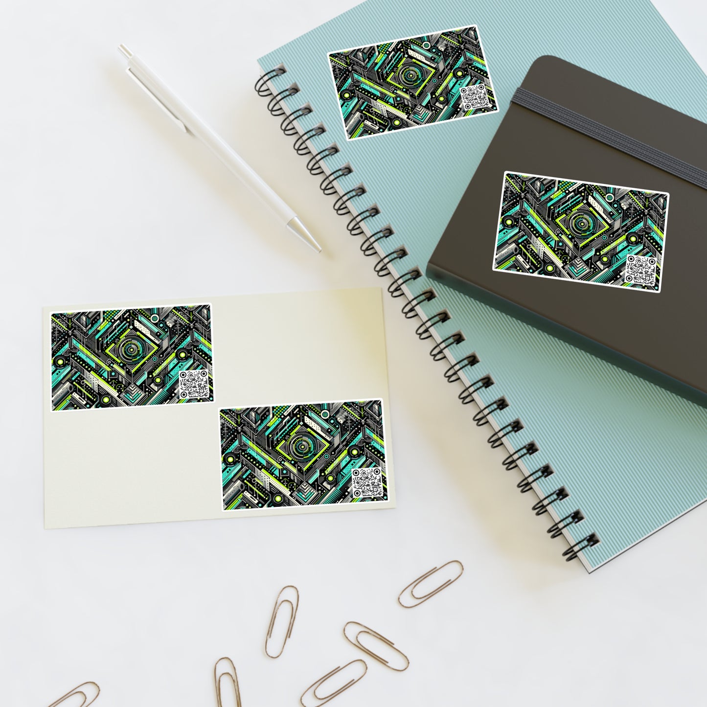 Tech-Infused Graphics Tech-Forward Streetwear Sticker Sheets - 8404 Design-53