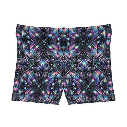 Galactic Hues Tech-Forward Cosmic Fusion Women's Shorts - 8404 Design-58