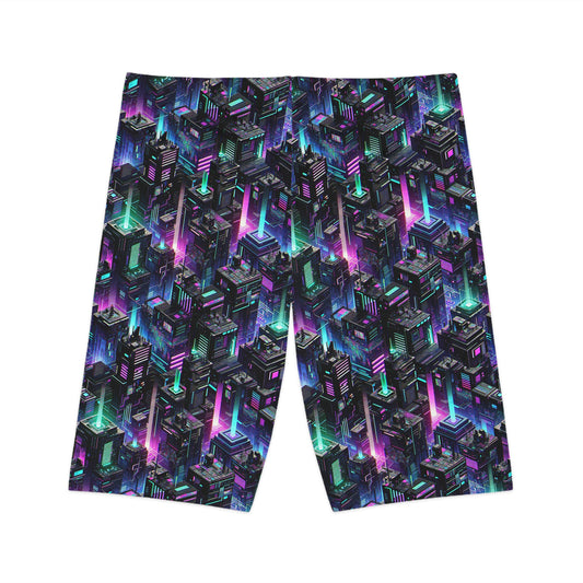 Tech Noir Graphics Futuristic Tech Aesthetics Women's Bike Shorts - 8404 Design-55