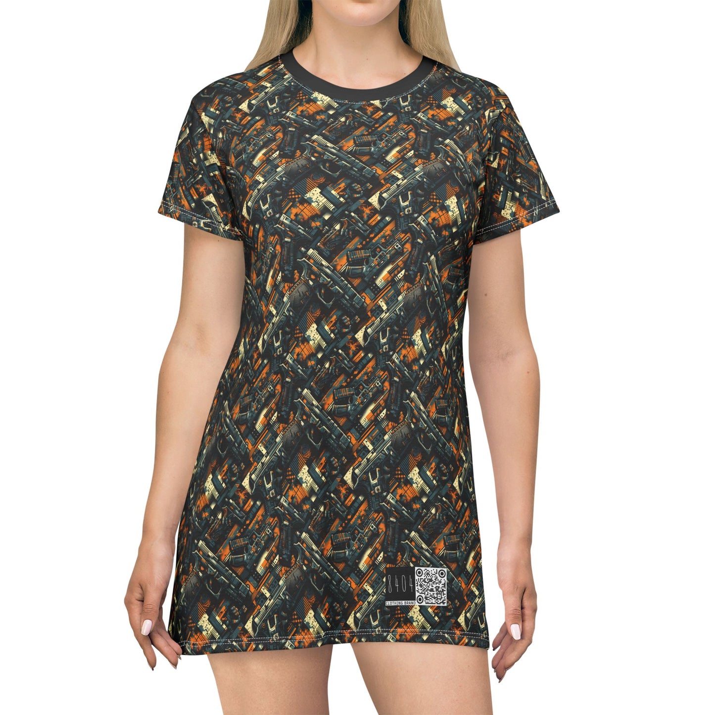 Digital Punk Futuristic Grunge T-Shirt Dress - 8404 Design-47