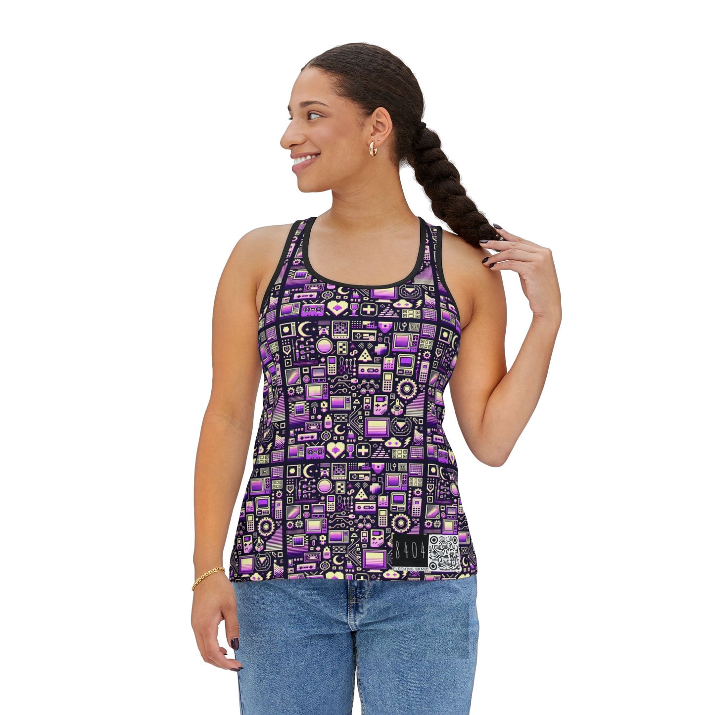 Digital Nostalgia Remix Modern Vintage Fusion Women's Tank Top - 8404 Design-54