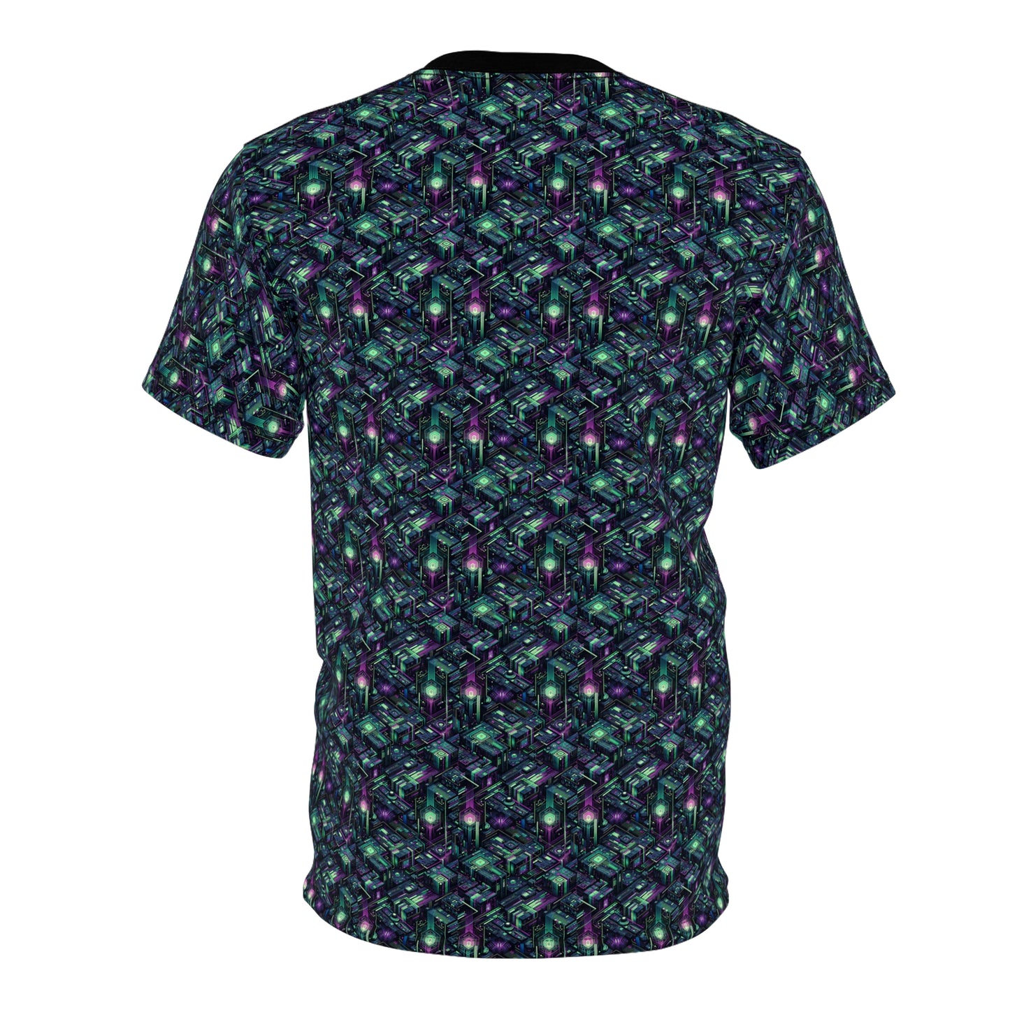 Tech Noir Aesthetics Tech-Forward Urban Dystopia Unisex Cut & Sew Tee - 8404 Design-43