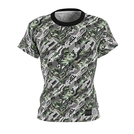 Tech Camo Fusion Tech-Forward Streetwear With a Futuristic Edge Women's Cut & Sew Tee - 8404 Design-46
