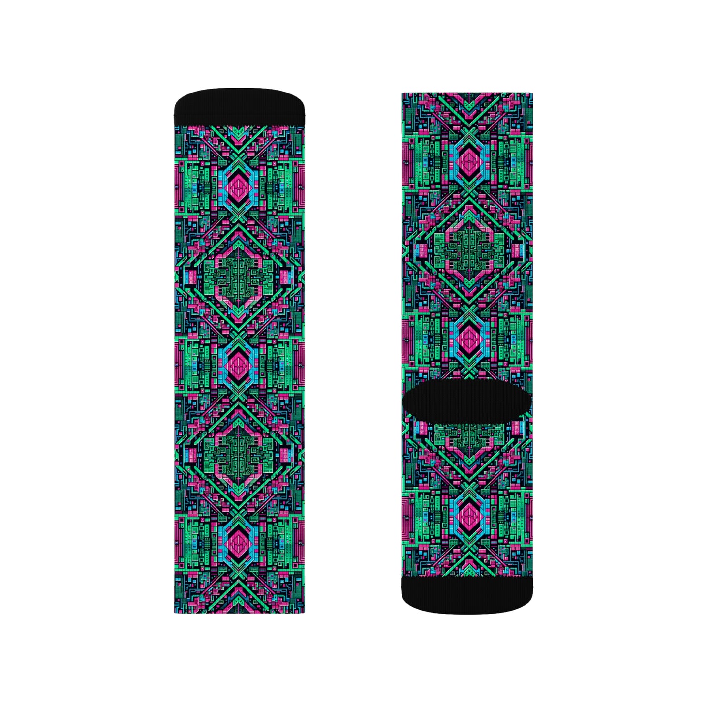 Digital Glitch Vibes Tech-Inspired Streetwear Sublimation Socks - 8404 Design-71