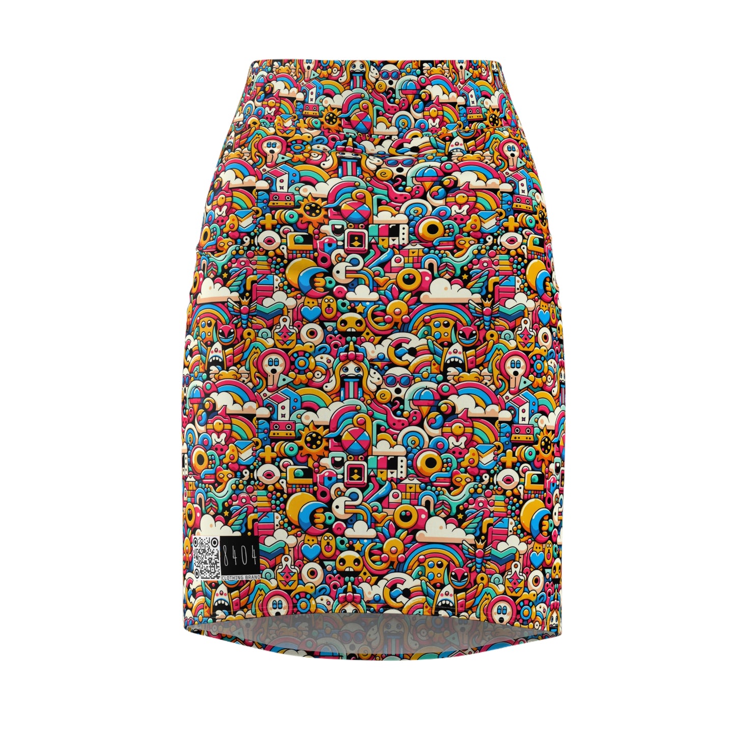 Neon Pop Playful Pop Culture Mashup Women's Pencil Skirt - 8404 Design-62
