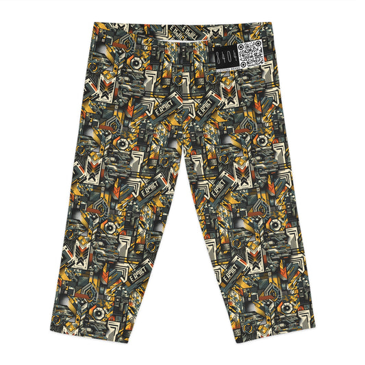 Digital Punk Futuristic Grunge Women's Capri Leggings - 8404 Design-49
