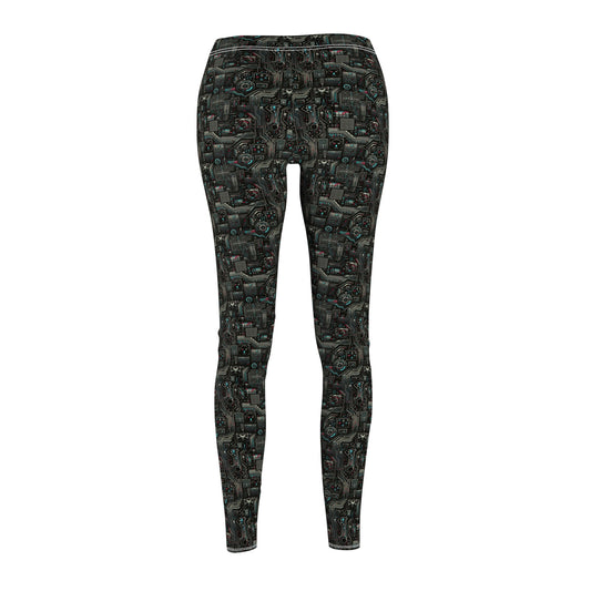 Tech Noir Aesthetics Sleek Tech Streetwear Women's Cut & Sew Casual Leggings - 8404 Design-52
