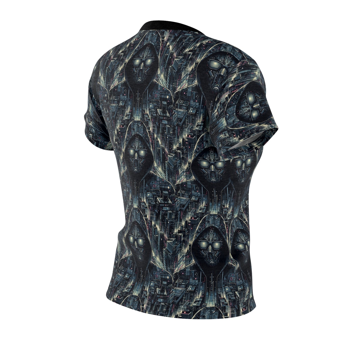 Tech Noir Aesthetics Sleek Tech Streetwear Women's Cut & Sew Tee - 8404 Design-56