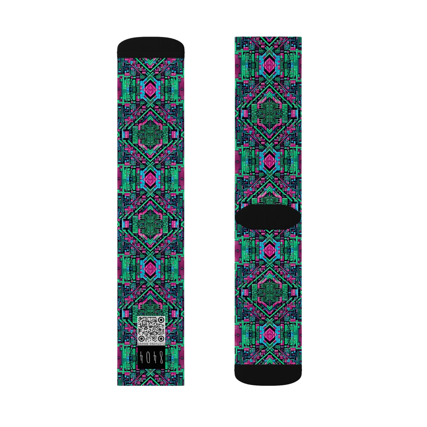 Digital Glitch Vibes Tech-Inspired Streetwear Sublimation Socks - 8404 Design-71