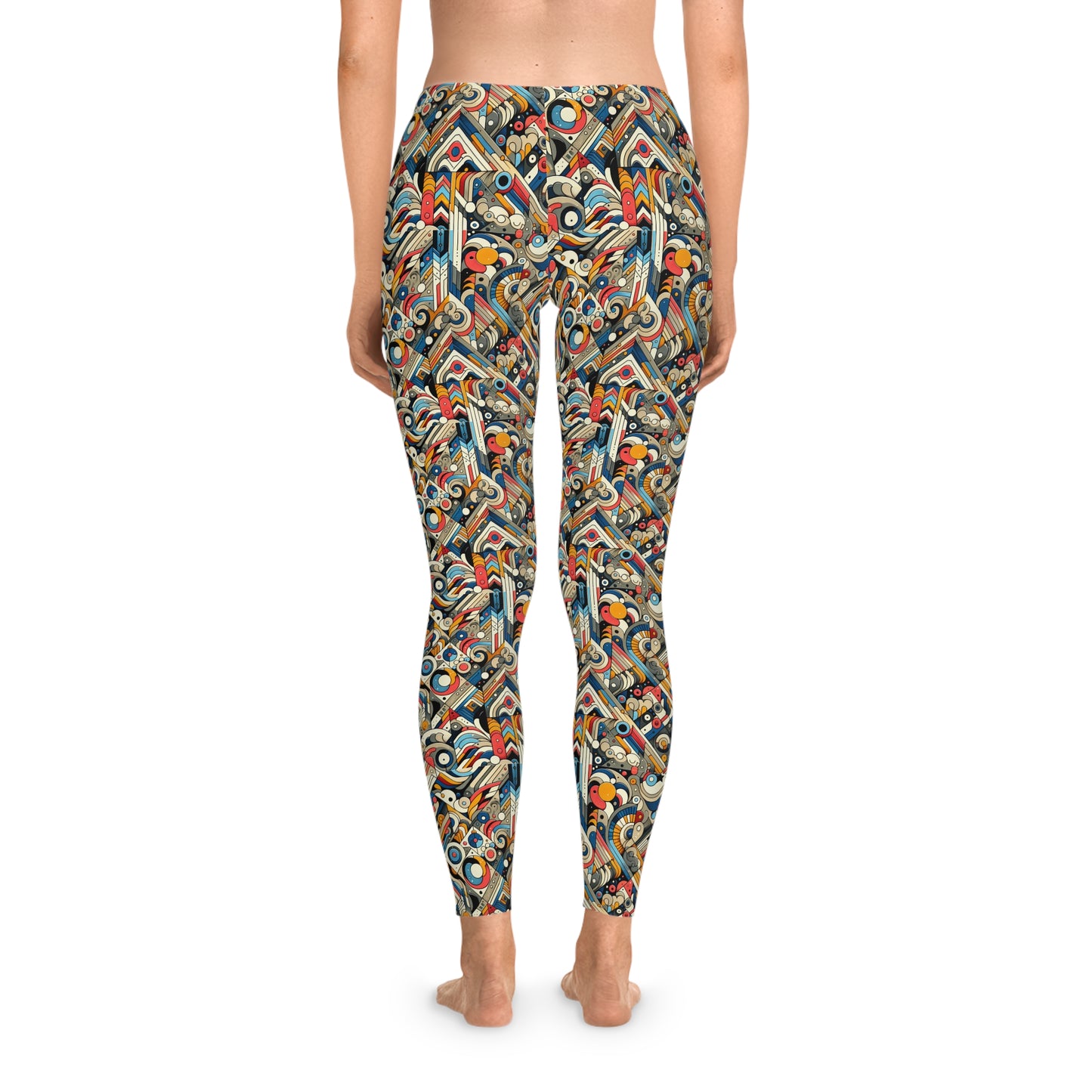 Abstract Graphic Art Modern Artistic Expression Stretch Leggings - 8404 Design-62